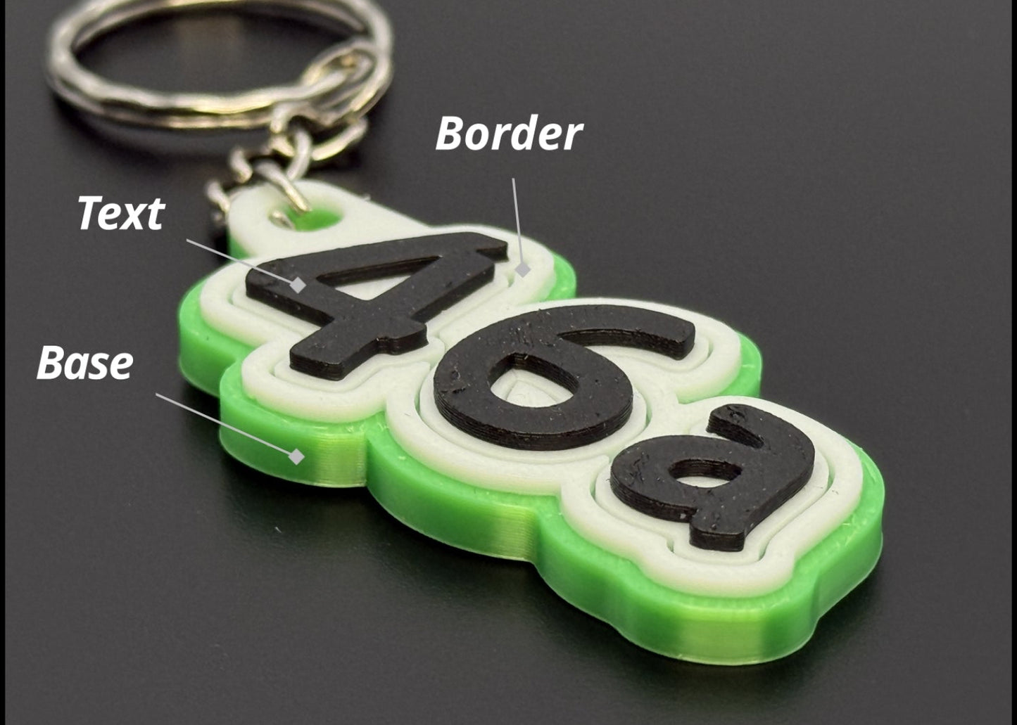 Custom 3D Printed Name Keychain (3-Layer Design)